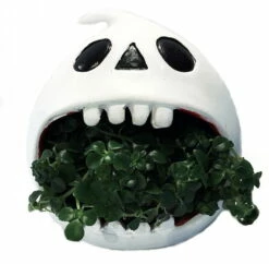 Ghost Howler Halloween Indoor Garden Planter - 5" Ceramic Vase/Live Plant